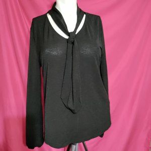 Notebuk - Black Blouse w attached Scarf